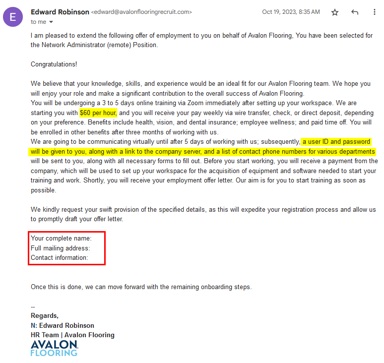 fourth screenshot of scam