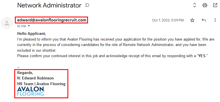 first screenshot of scam