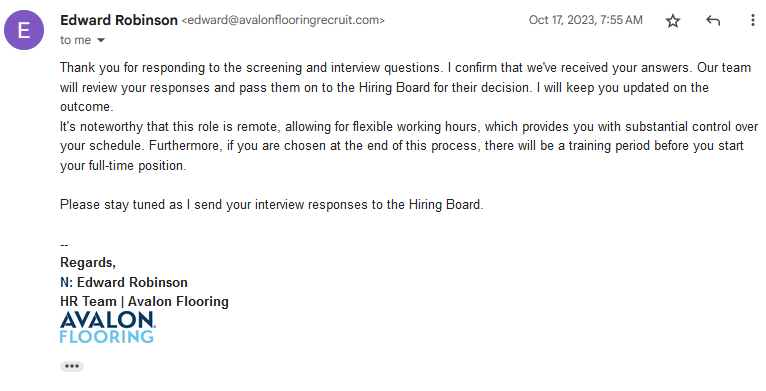 third screenshot of scam