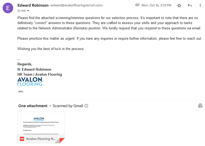 second screenshot of scam